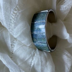 Open bangle gray enamel cuff